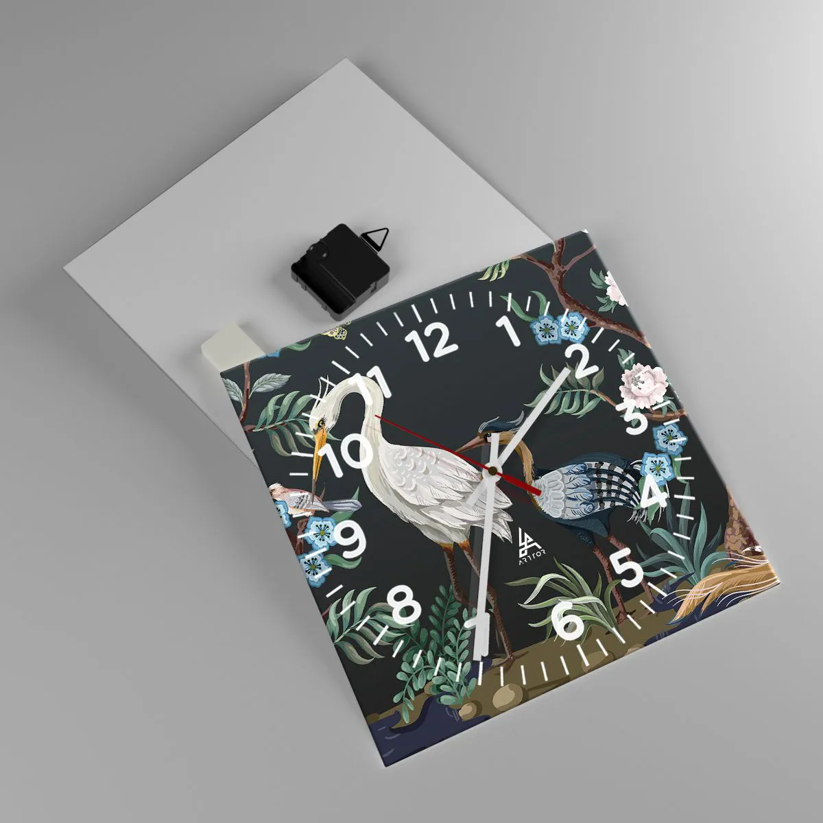 Horloge murale - Pendule murale - Parade d'oiseaux - 30x30 cm