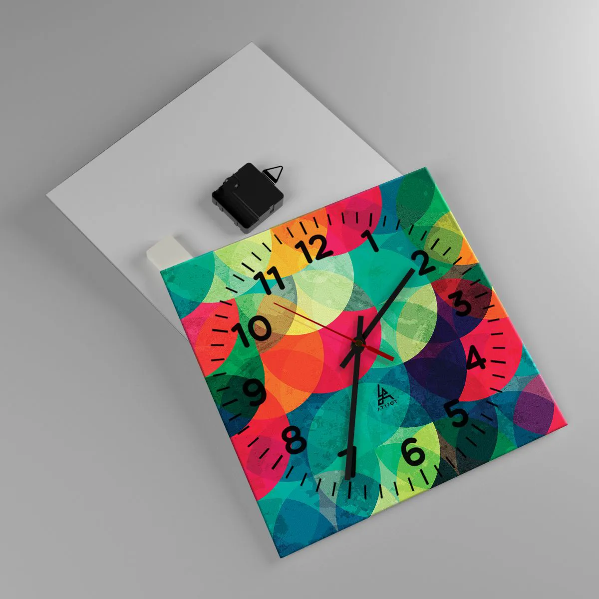 Ceas de perete - Ceas pe sticlă - Să intrăm în curcubeu - 30x30 cm