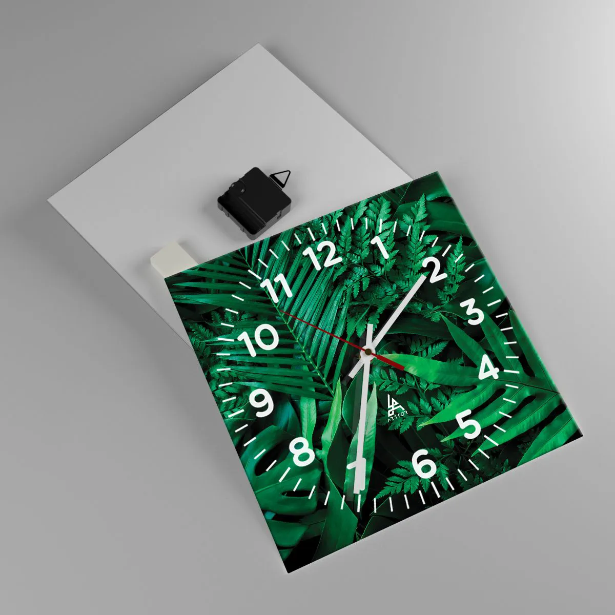 Ceas de perete - Ceas pe sticlă - Înfășurate în verde - 30x30 cm