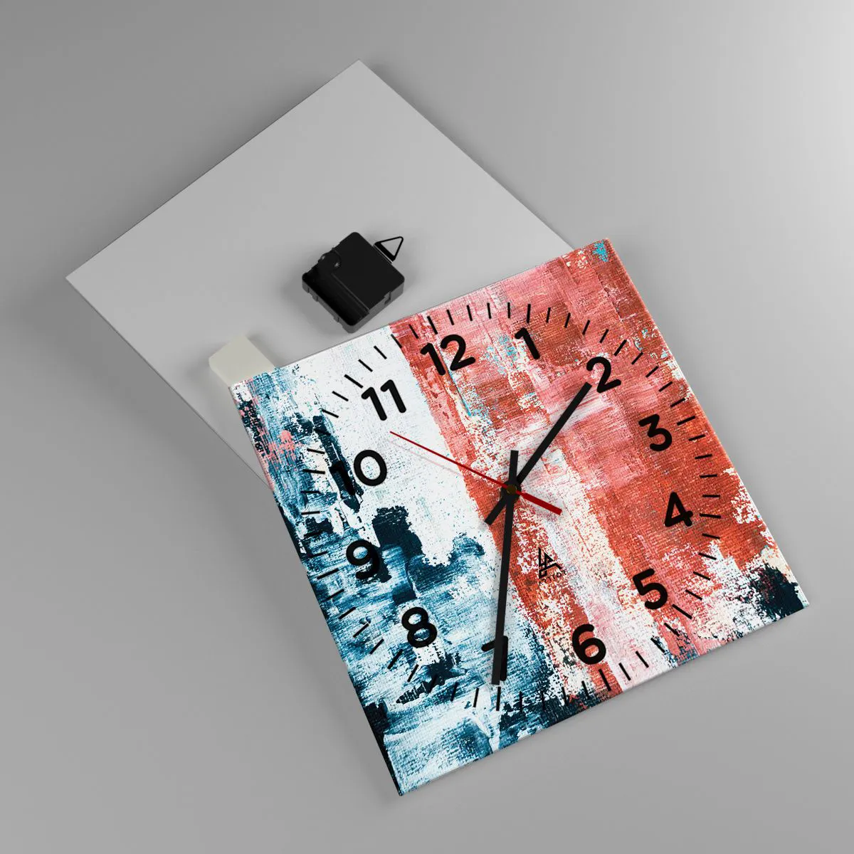 Wanduhr - Glasuhr - Fünfzig-Fünfzig abstrakt - 30x30 cm