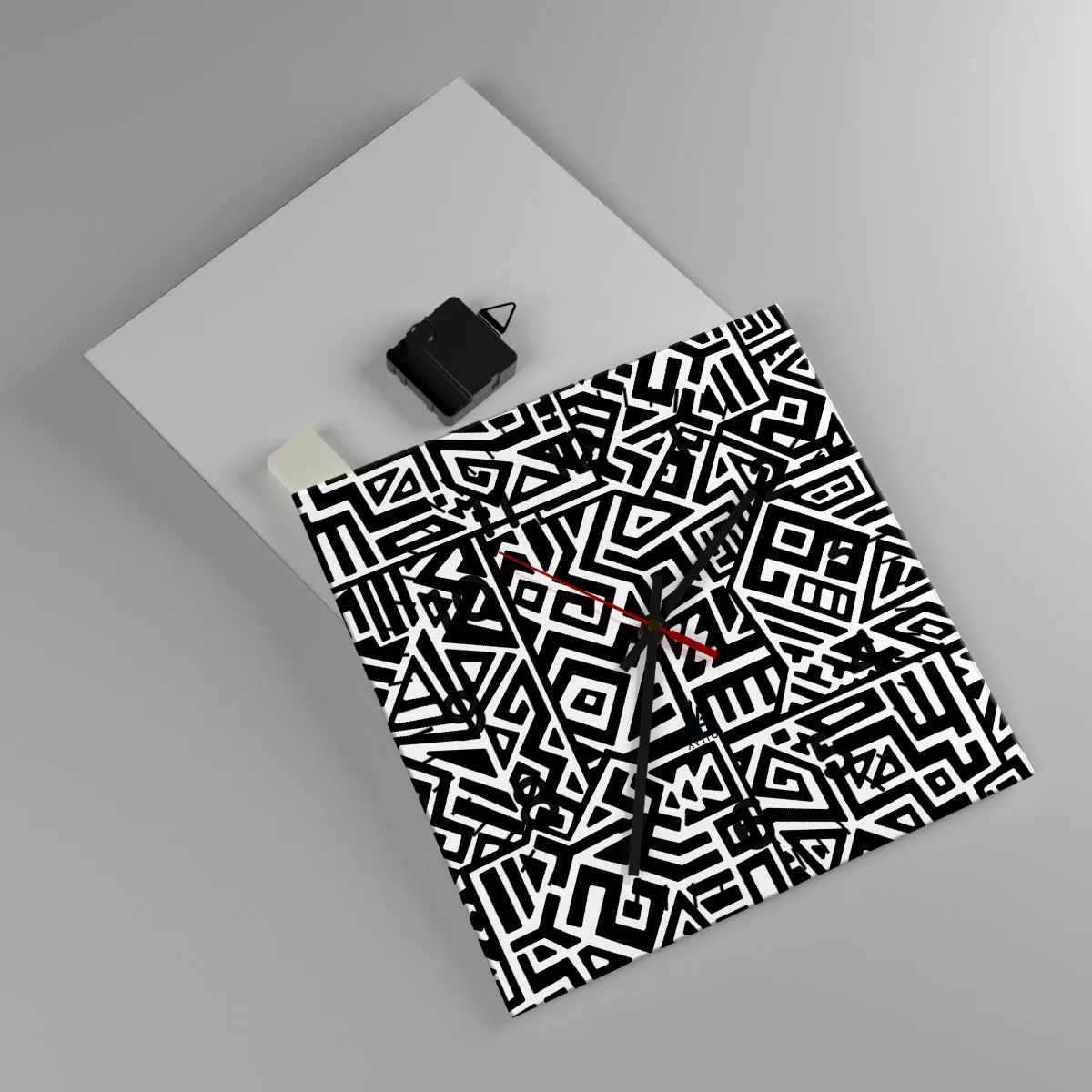 Ceas de perete - Ceas pe sticlă - Compoziție precolumbiană - 30x30 cm