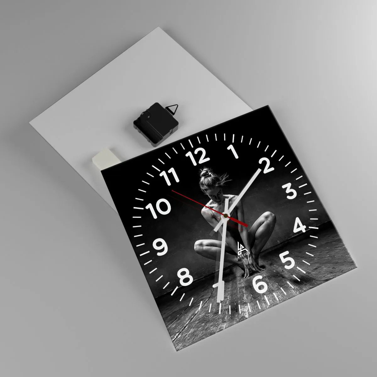 Ceas de perete - Ceas pe sticlă - Energie de dans concentrată - 30x30 cm