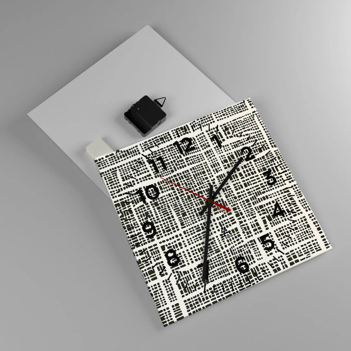 Ceas de perete - Ceas pe sticlă - O compoziție țesută - 30x30 cm