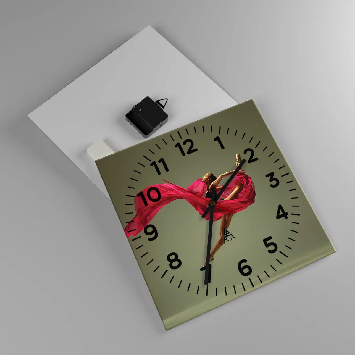 Ceas de perete - Ceas pe sticlă - Flacără dansatoare - 30x30 cm