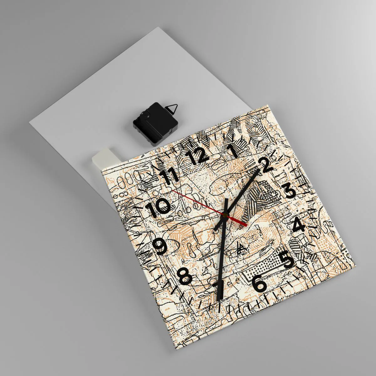 Wall clock - Clock on glass - Waiting to Be Decoded - 30x30 cm