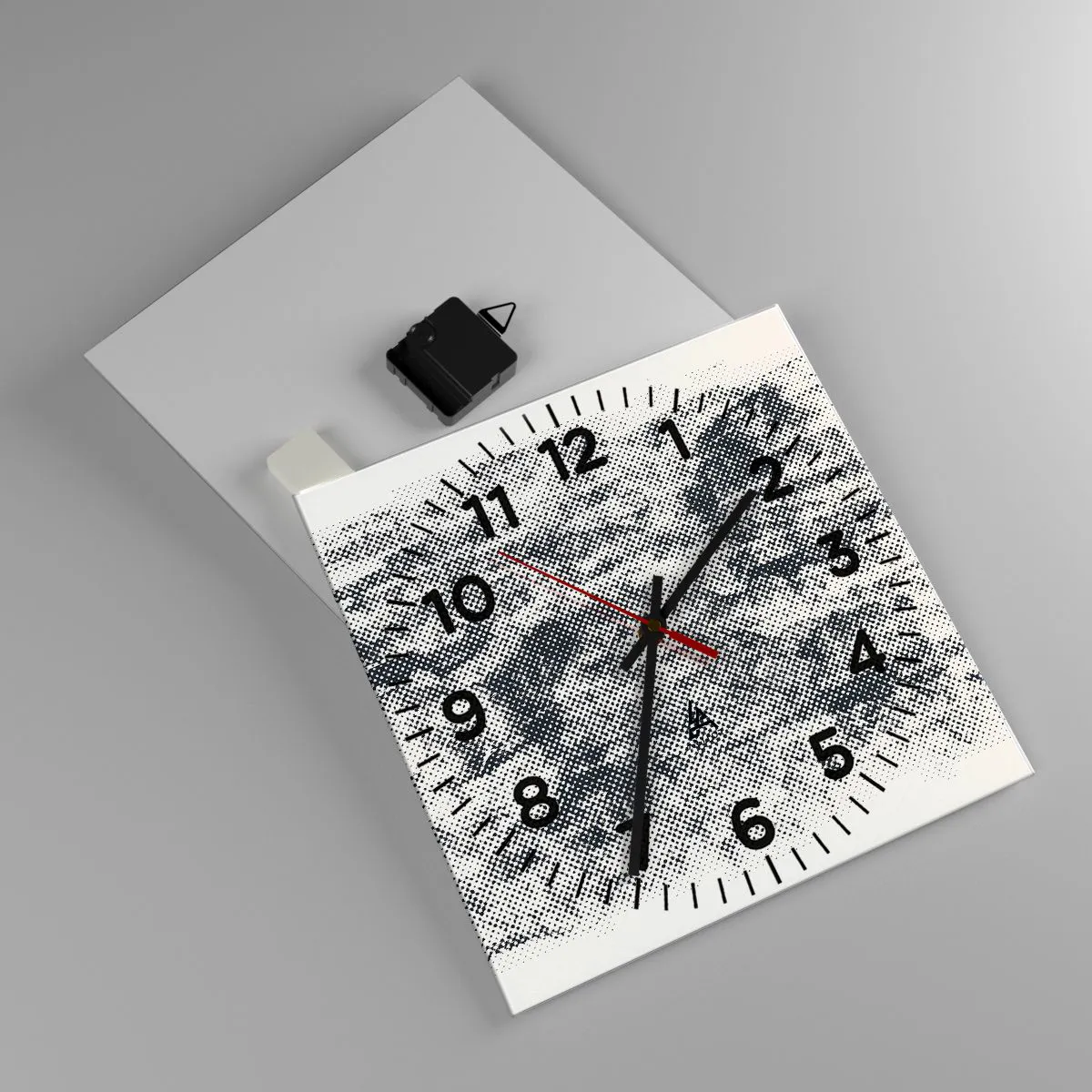 Väggklocka - Klocka på glas - Dimmig komposition - 30x30 cm