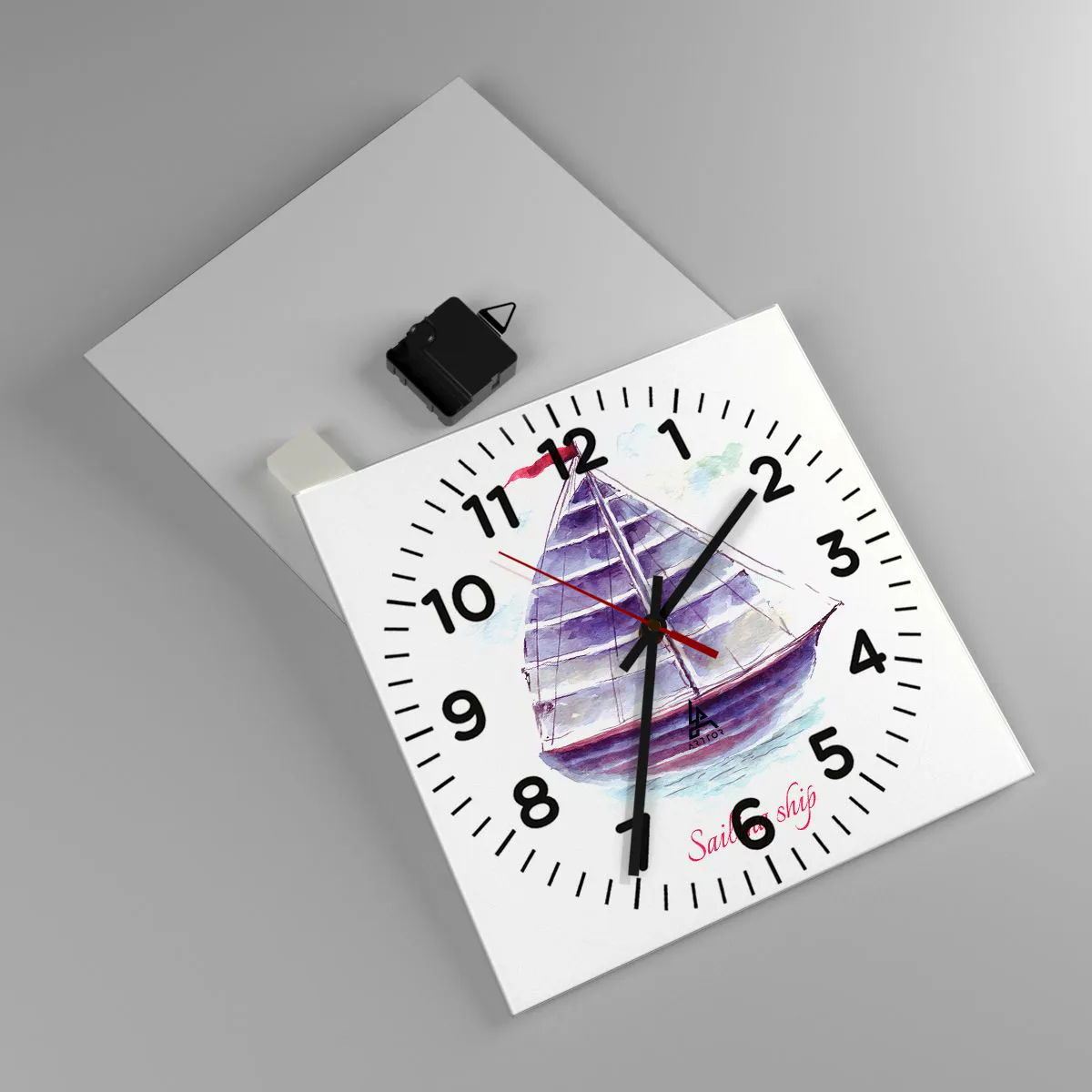 Horloge murale - Pendule murale - Plein de voiles et d’eau calme - 30x30 cm