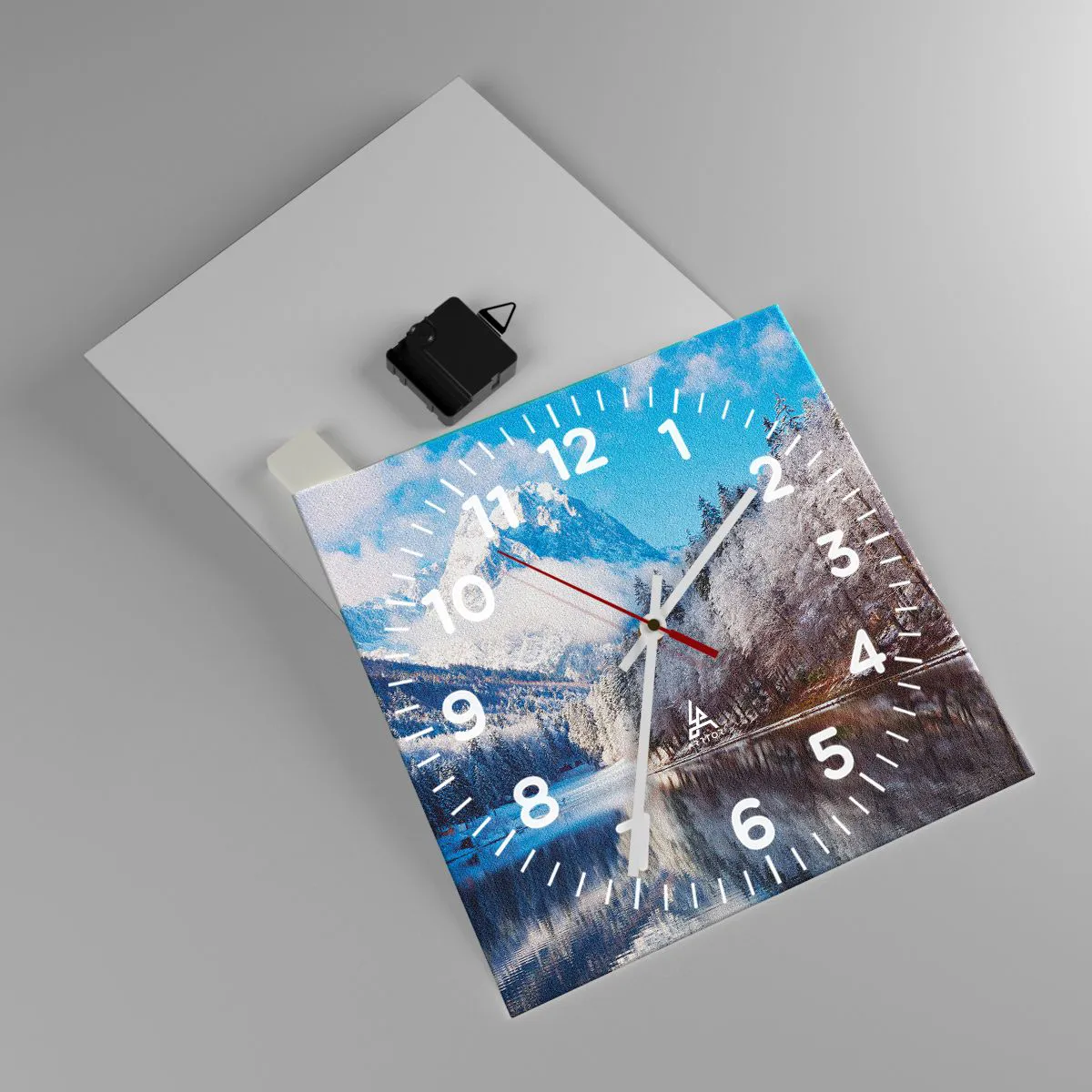 Relógio de parede - Relógio em vidro - Guarda de neve - 30x30 cm