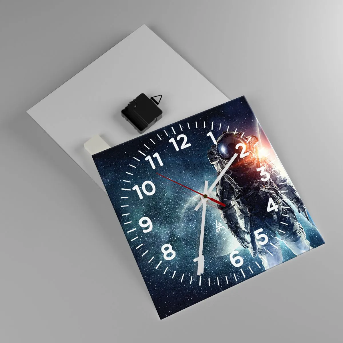 Wanduhr - Glasuhr - Weltraumabenteuer - 30x30 cm