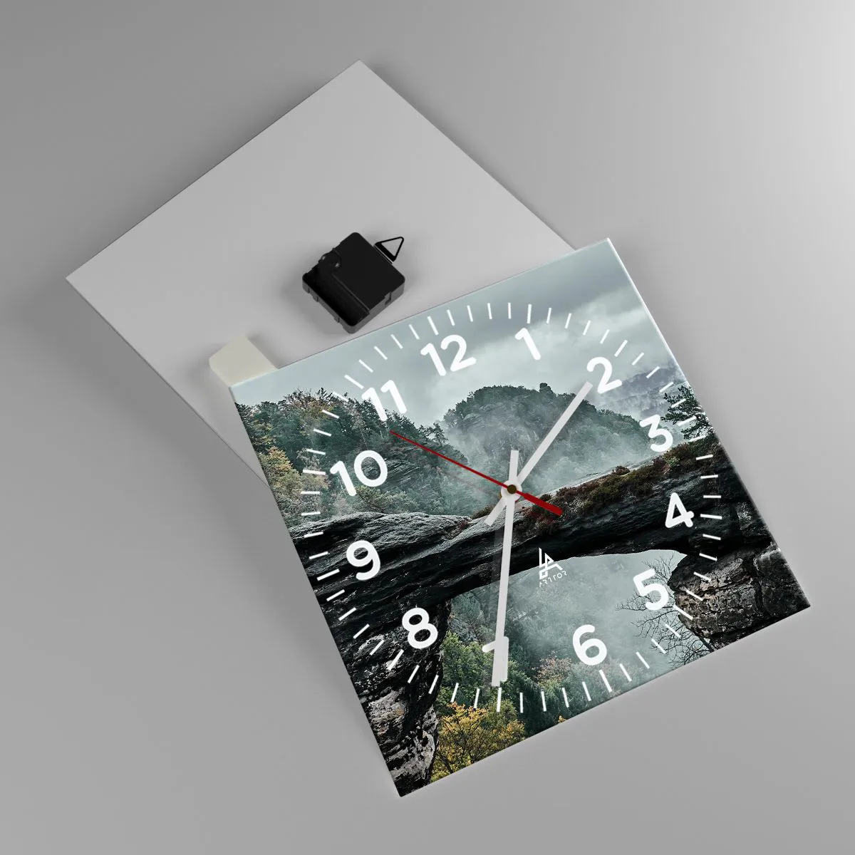 Wanduhr - Glasuhr - Abenteuer beginnt gleich - 30x30 cm