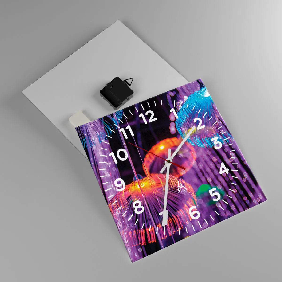 Horloge murale - Pendule murale - Fontaine lumineuse - 30x30 cm