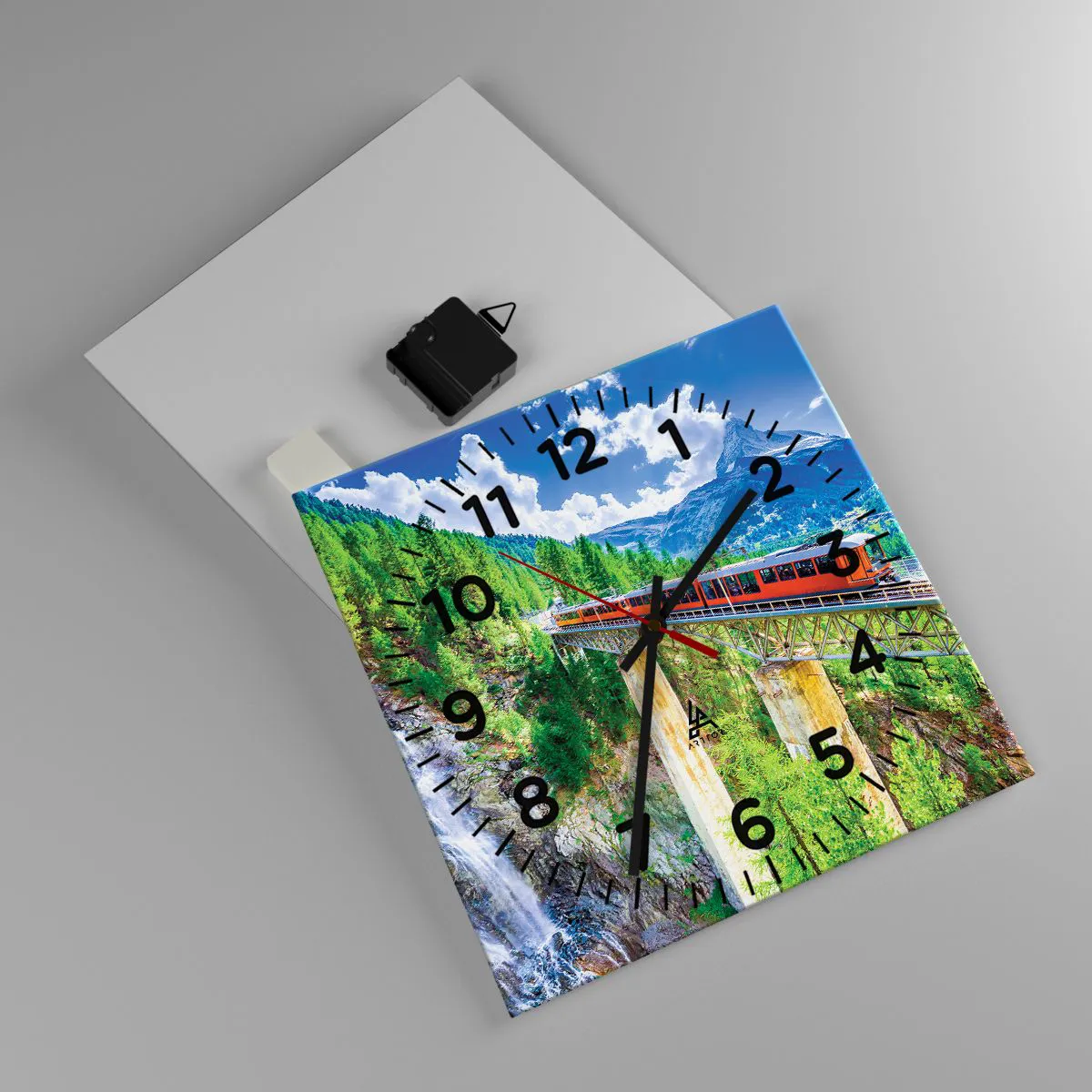 Nástěnné hodiny - Alpská železnice - 30x30 cm