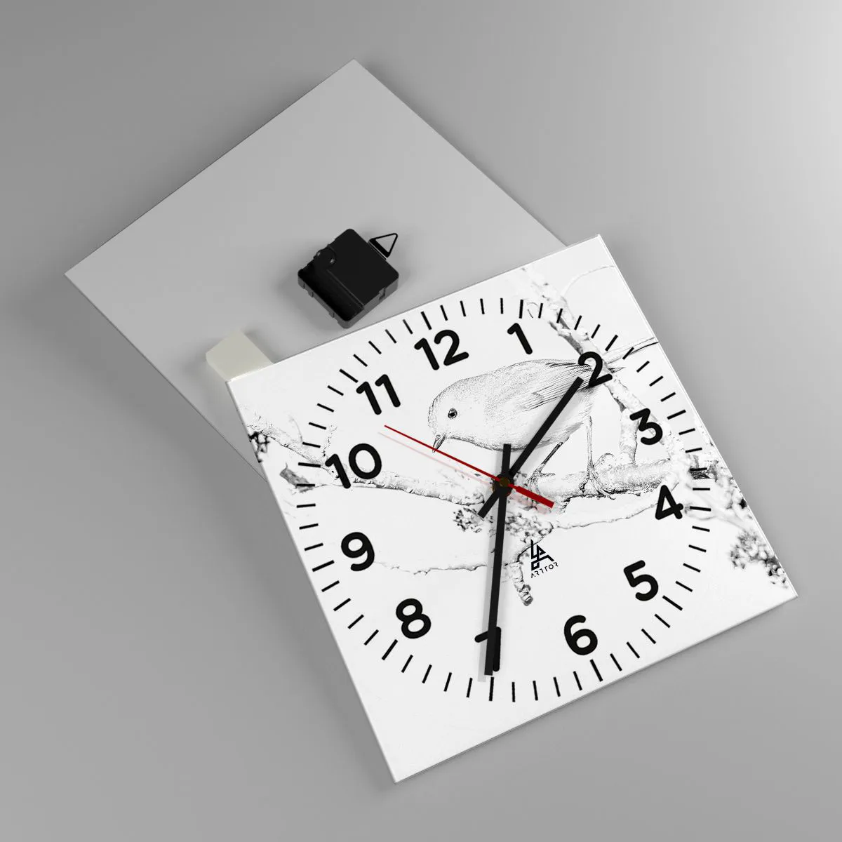 Ceas de perete - Ceas pe sticlă - Dimineață de iarnă - 30x30 cm