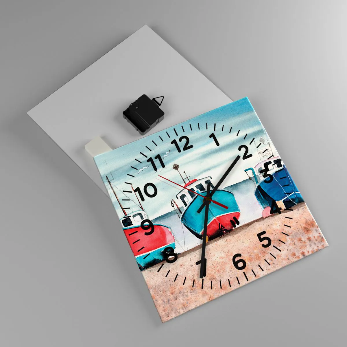 Zegar ścienny - Gotowe na połów - 30x30 cm