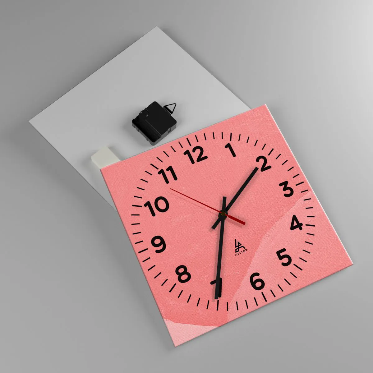 Ceas de perete - Ceas pe sticlă - Compoziție organică în roz - 30x30 cm