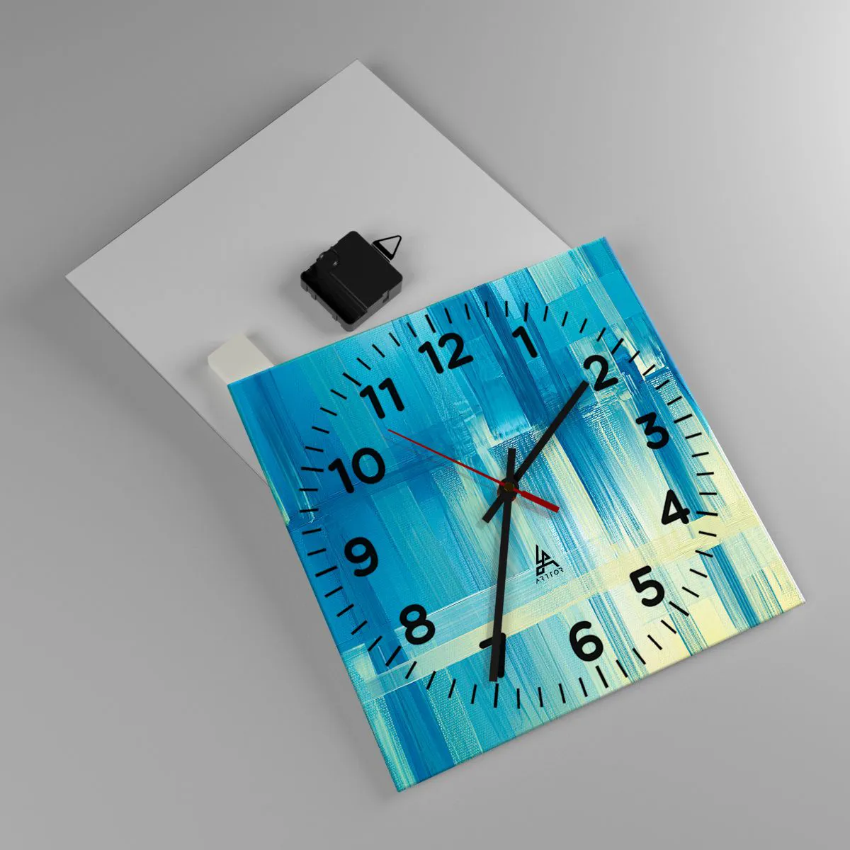 Ceas de perete - Ceas pe sticlă - Compoziție în turcoaz - 30x30 cm