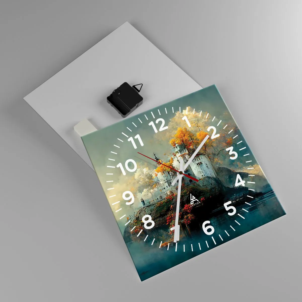 Wall clock - Clock on glass - Beginning of a Romantic Tale - 30x30 cm