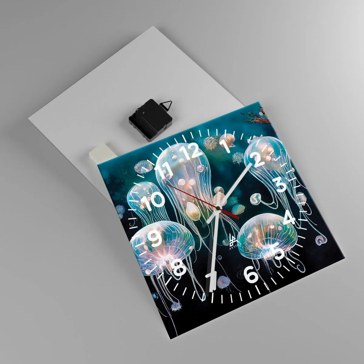 Ceas de perete - Ceas pe sticlă - Balul subacvatic - 30x30 cm