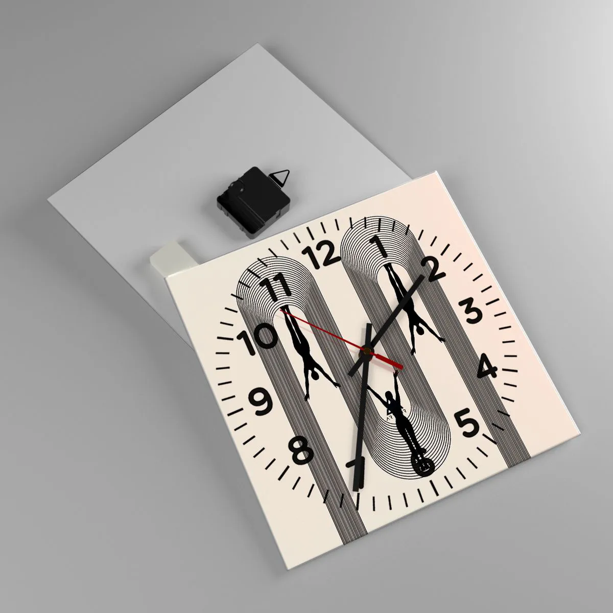 Ceas de perete - Ceas pe sticlă - Cu susul în jos - 30x30 cm
