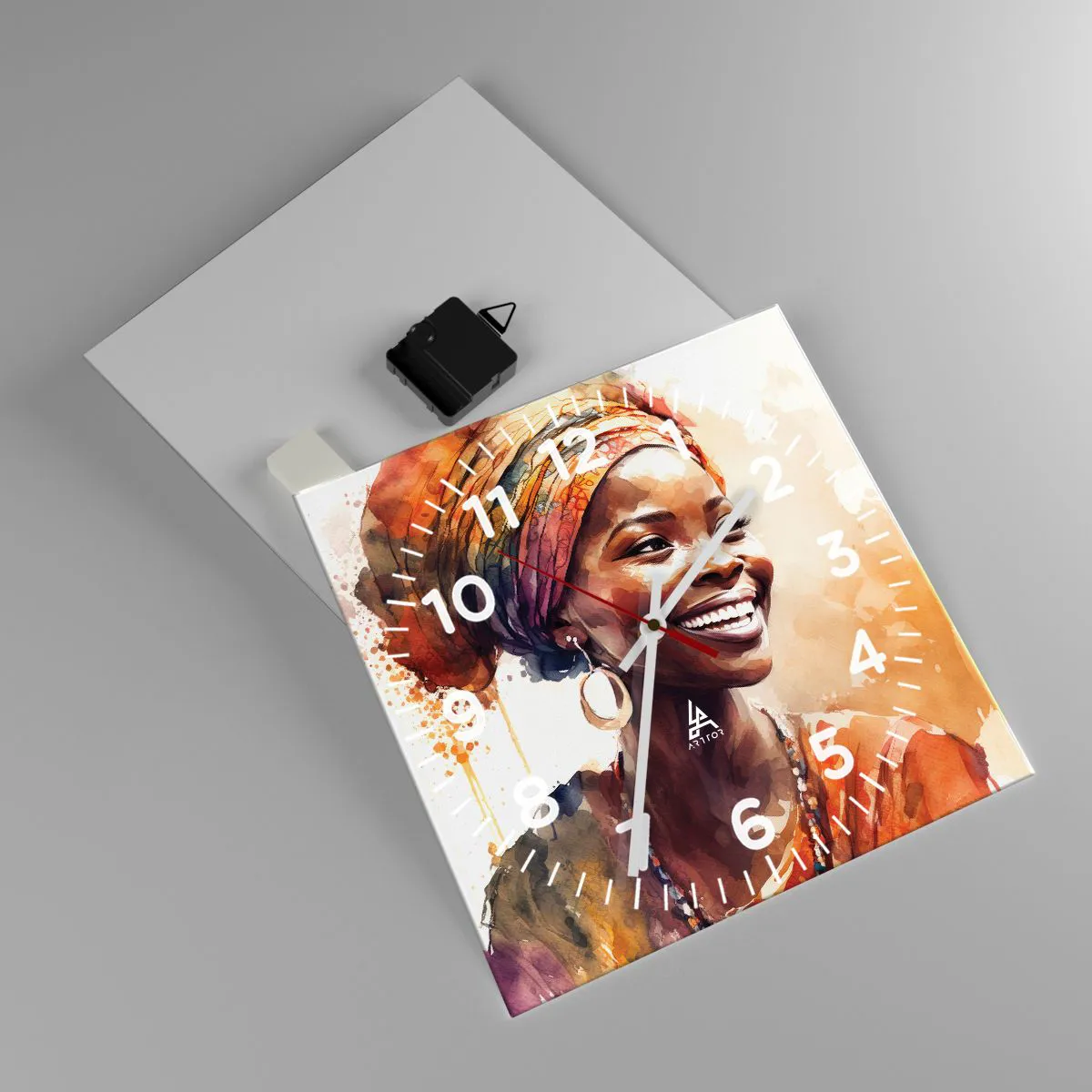 Reloj de pared - Reloj de vidrio - Reina africana - 30x30 cm