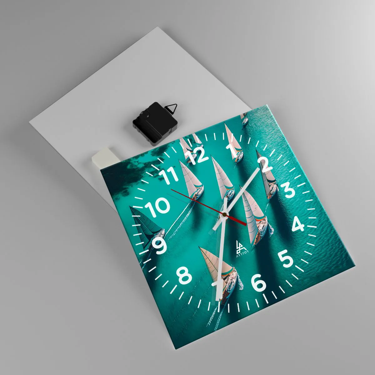 Relógio de parede - Relógio em vidro - Numa competição com o vento - 30x30 cm