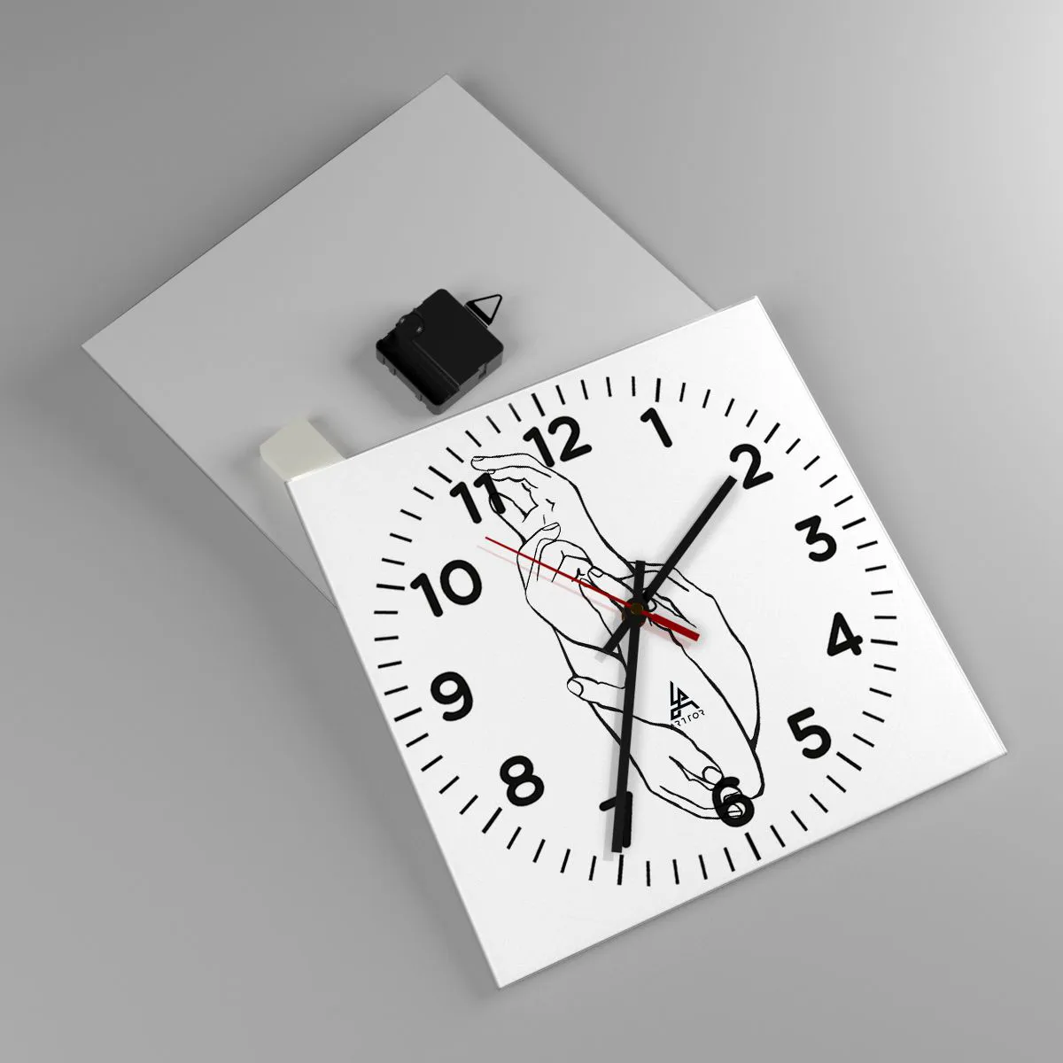 Ceas de perete - Ceas pe sticlă - Atingere bună - 30x30 cm