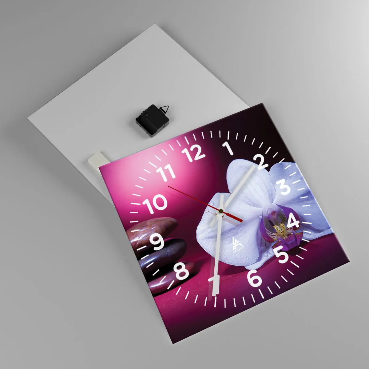 Reloj de pared - Reloj de vidrio - Estudio de frescura en violeta - 40x40 cm