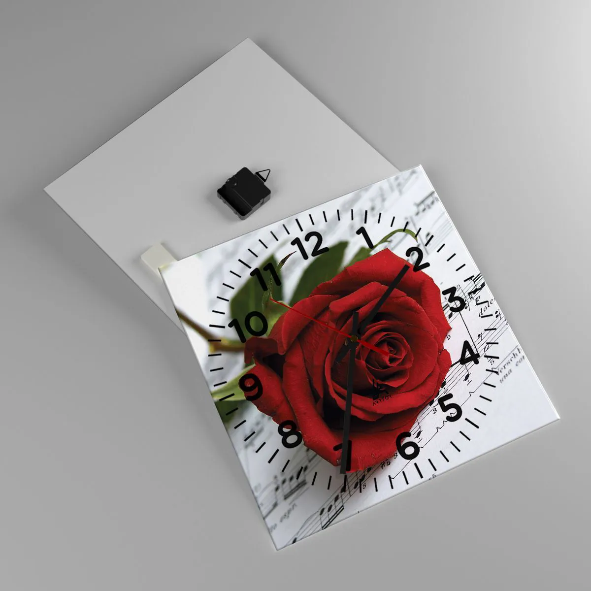 Wanduhr - Glasuhr - Musik der Gefühle in Scharlach - 40x40 cm