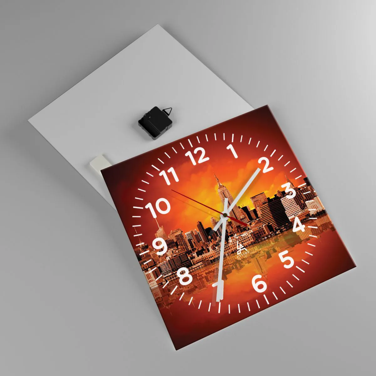 Wanduhr - Glasuhr - Das Großstadtpanorama in Gelb und Bronze - 40x40 cm