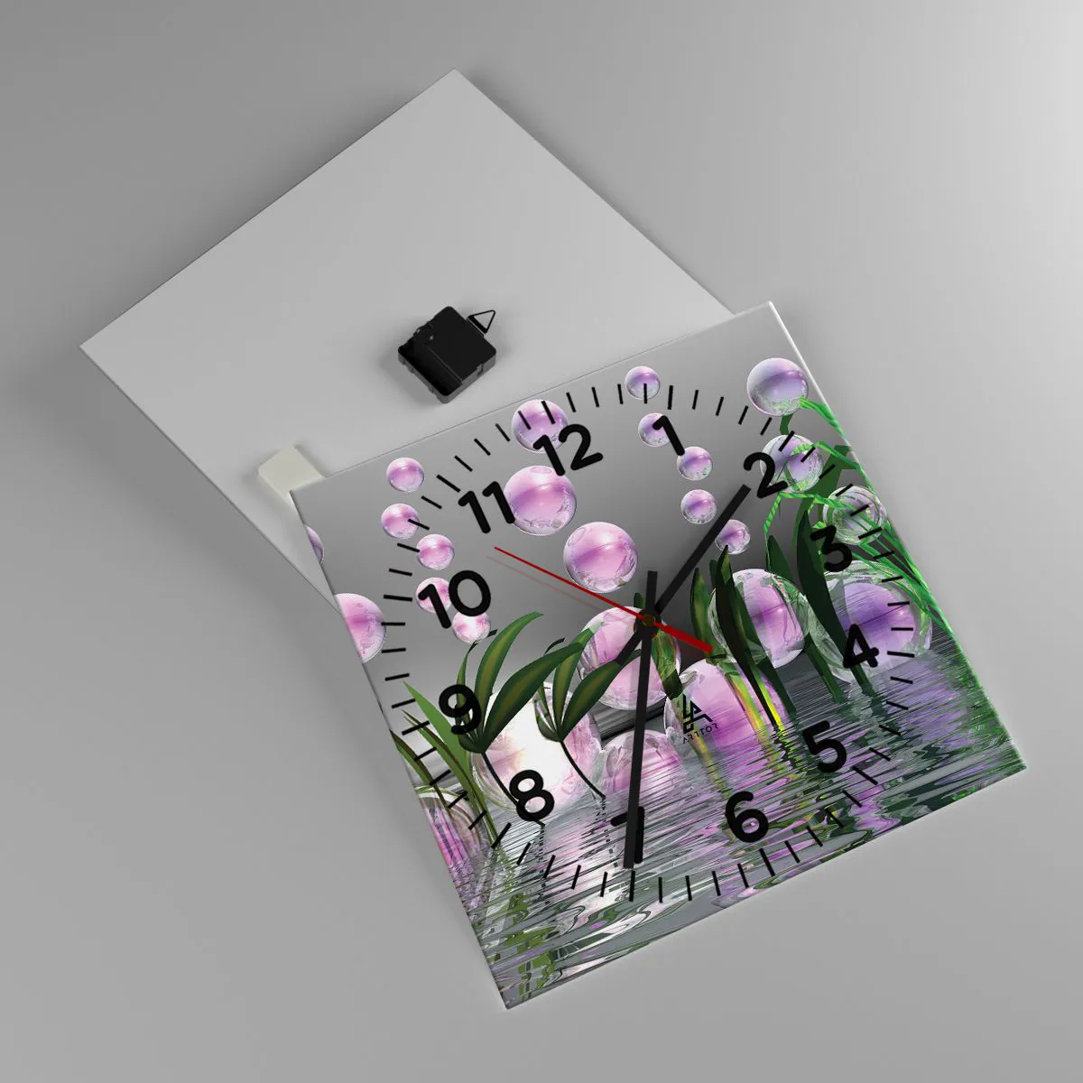 Nástěnné hodiny - Reflexní kompozice lehkosti a života - 40x40 cm