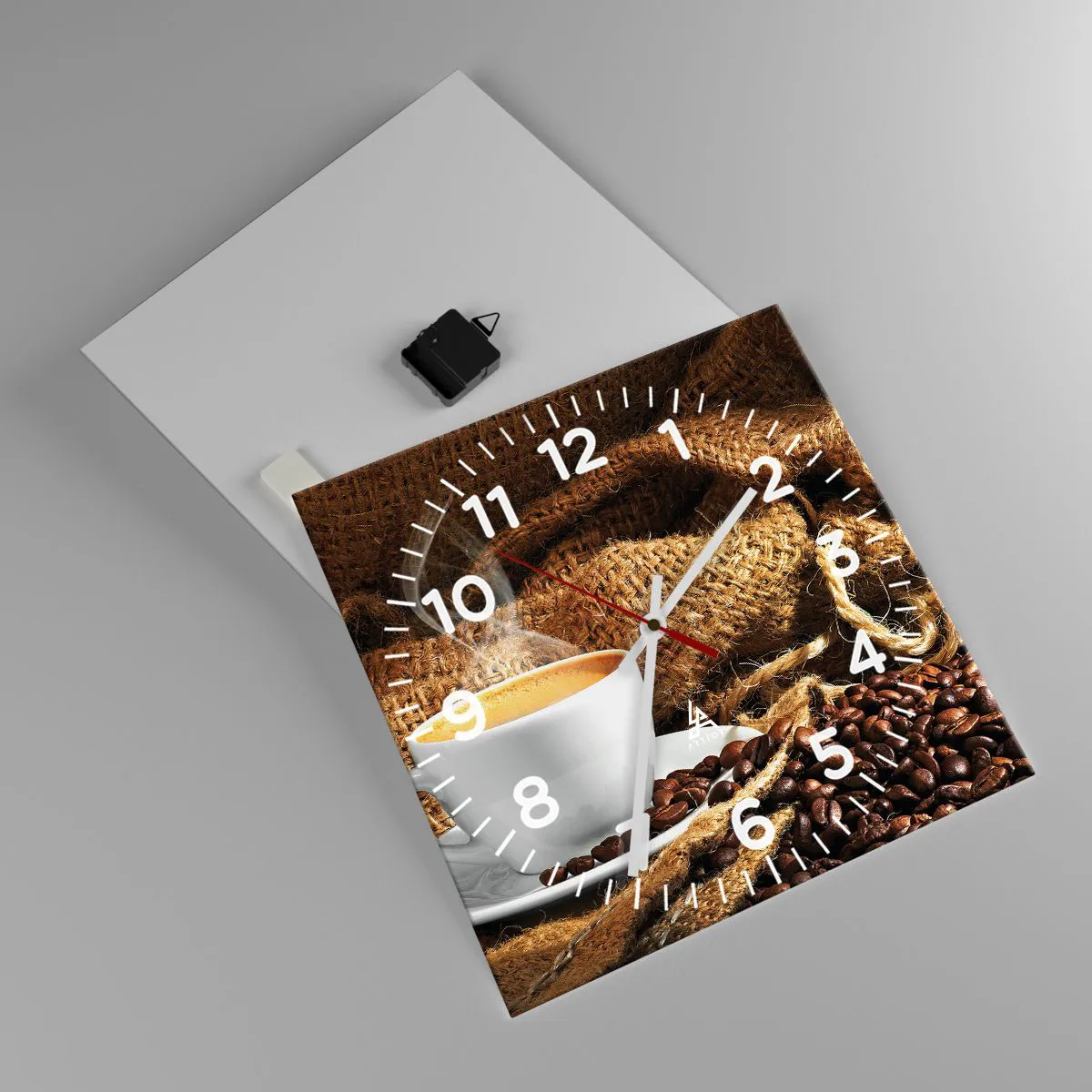 Wall clock - Clock on glass - Smell of a Mocha and Density of a Honey Drink - 40x40 cm