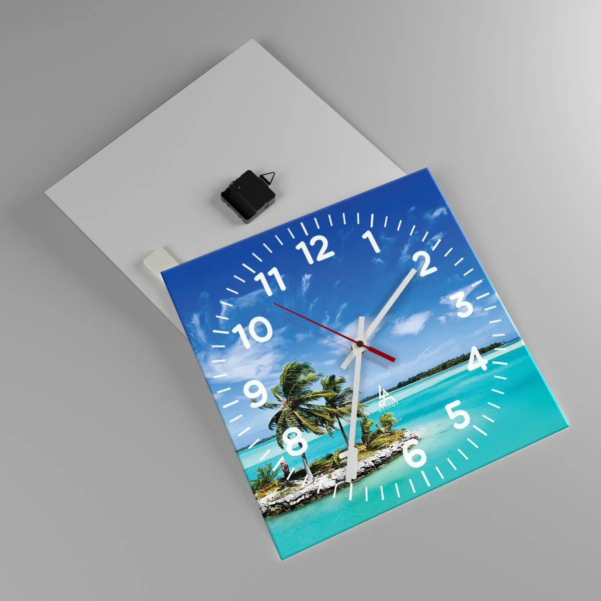 Ceas de perete - Ceas pe sticlă - Paradisul pe pământ - 40x40 cm