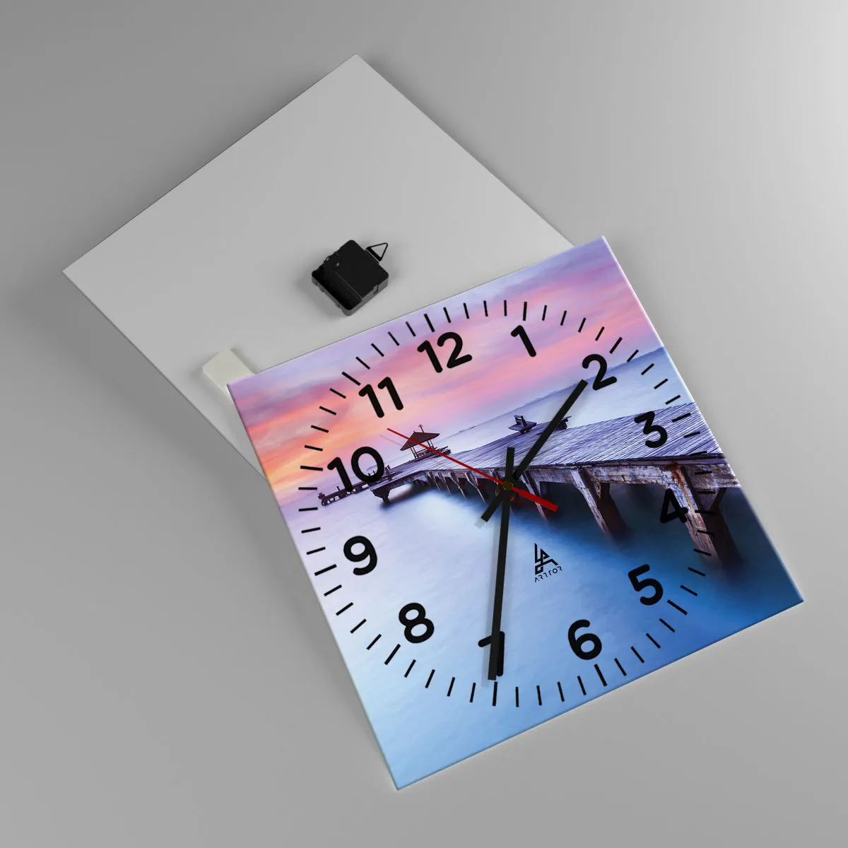 Ceas de perete - Ceas pe sticlă - Mare de liniște până la orizont - 40x40 cm