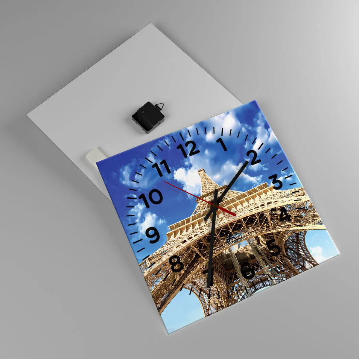 Ceas de perete - Ceas pe sticlă - Atingând cerul și norii - 40x40 cm