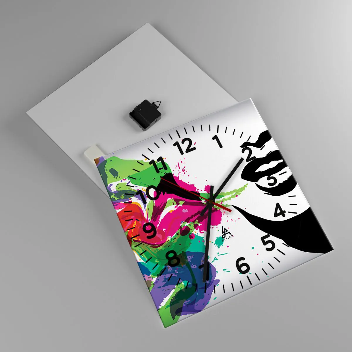 Wanduhr - Glasuhr - Eine Geschichte in den Farben des Regenbogens - 40x40 cm