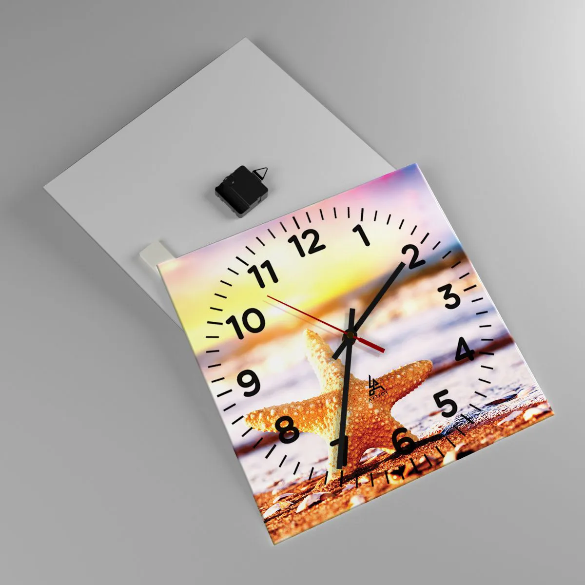 Väggklocka - Klocka på glas - Havsgåva - 40x40 cm