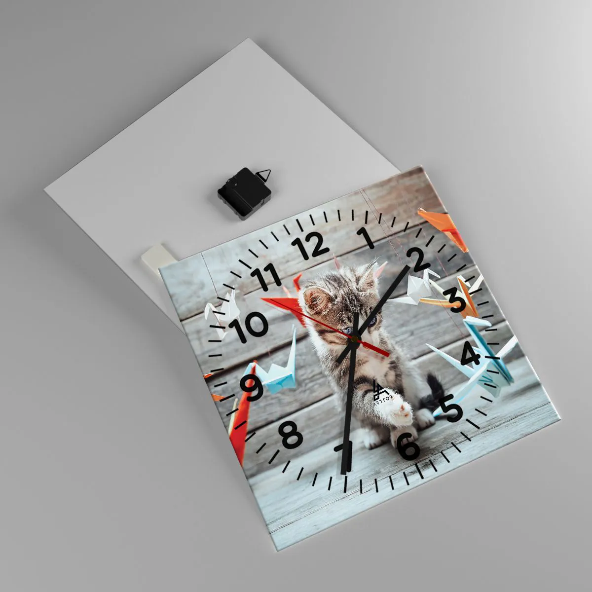 Väggklocka - Klocka på glas - Första lektionen - 40x40 cm