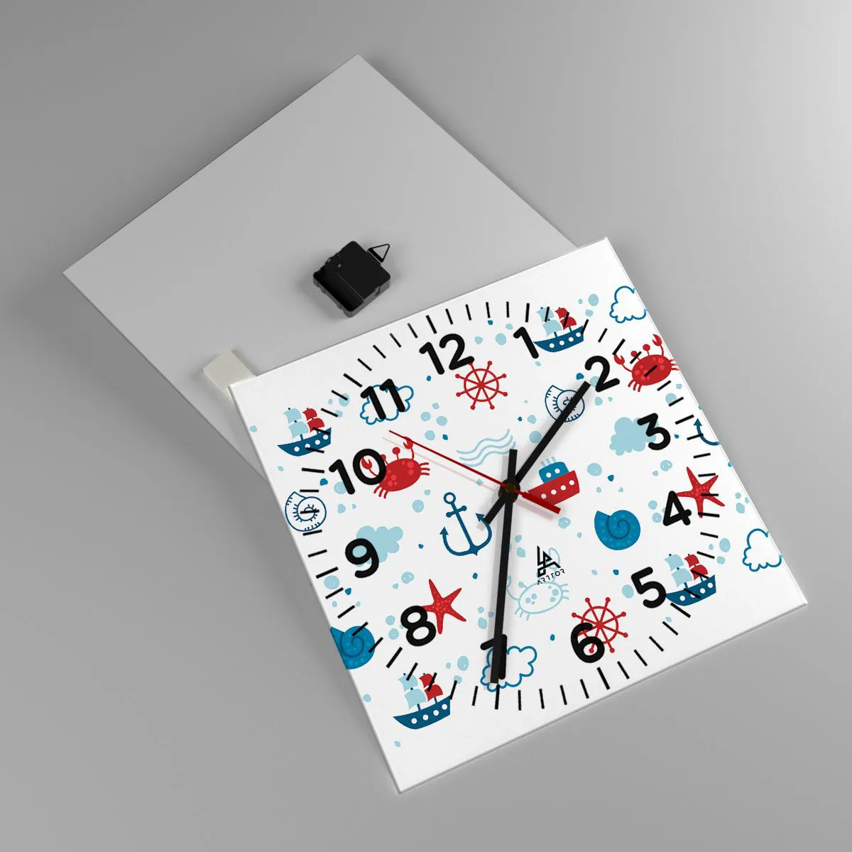 Relógio de parede - Relógio em vidro - Conto de fadas do mar - 40x40 cm