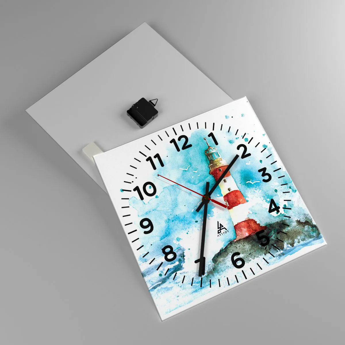 Reloj de pared - Reloj de vidrio - La unidad de los elementos - 40x40 cm