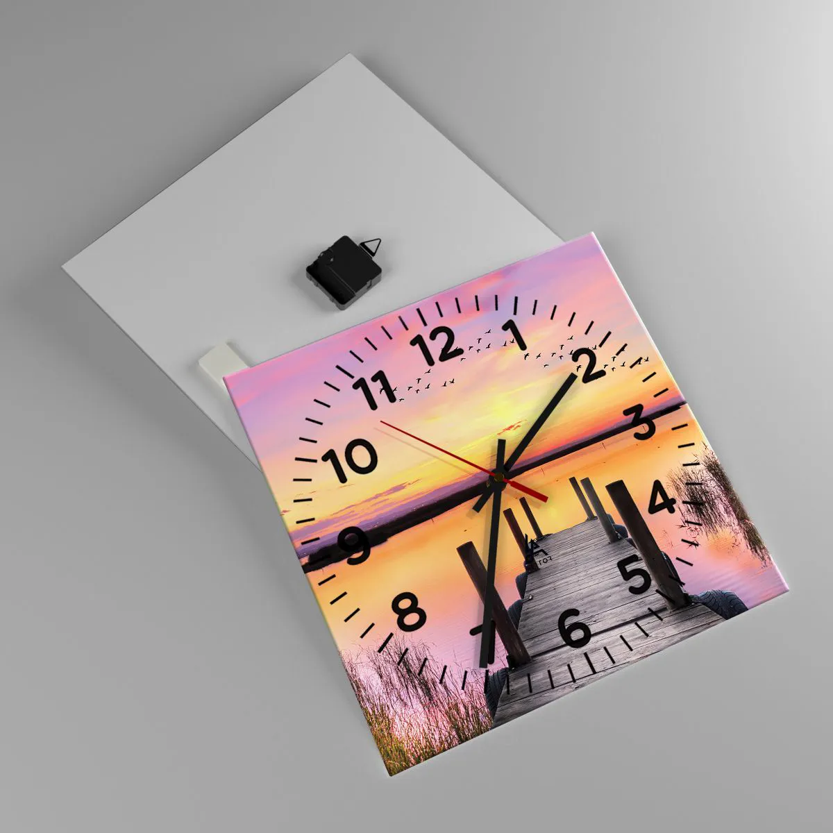 Vægur, Uret - Violet stille daggry - 40x40 cm