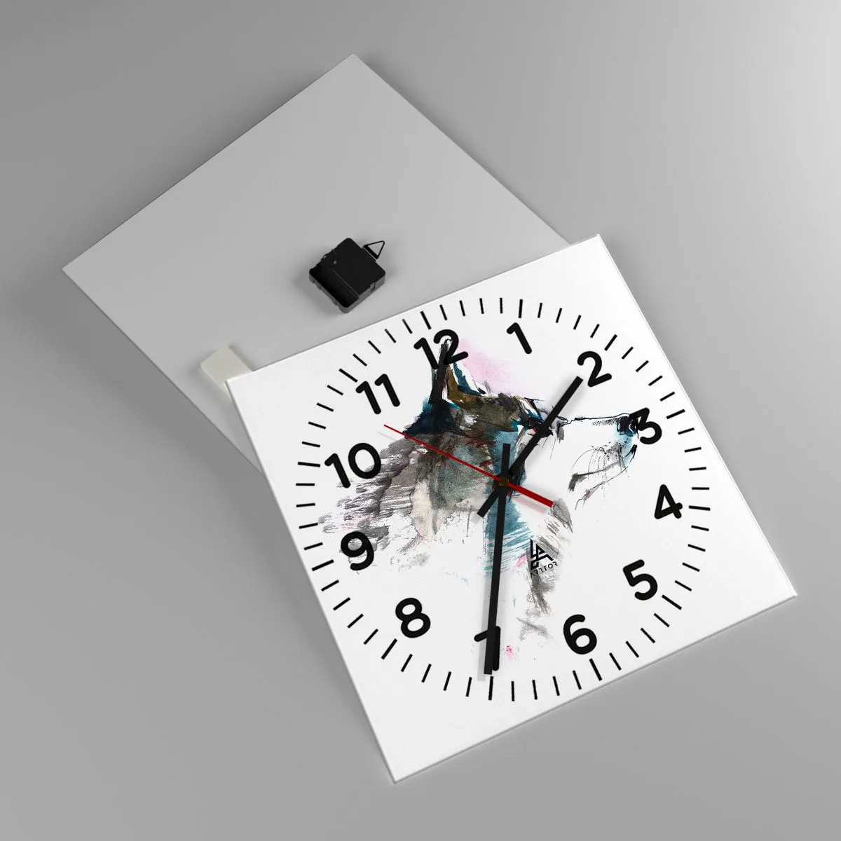 Wall clock - Clock on glass - Here Comes a Wolf - 40x40 cm