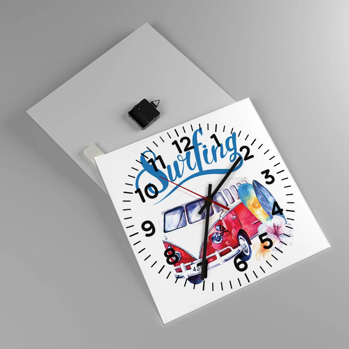 Zegar ścienny - Ogórek - klasyk dla surfera - 40x40 cm