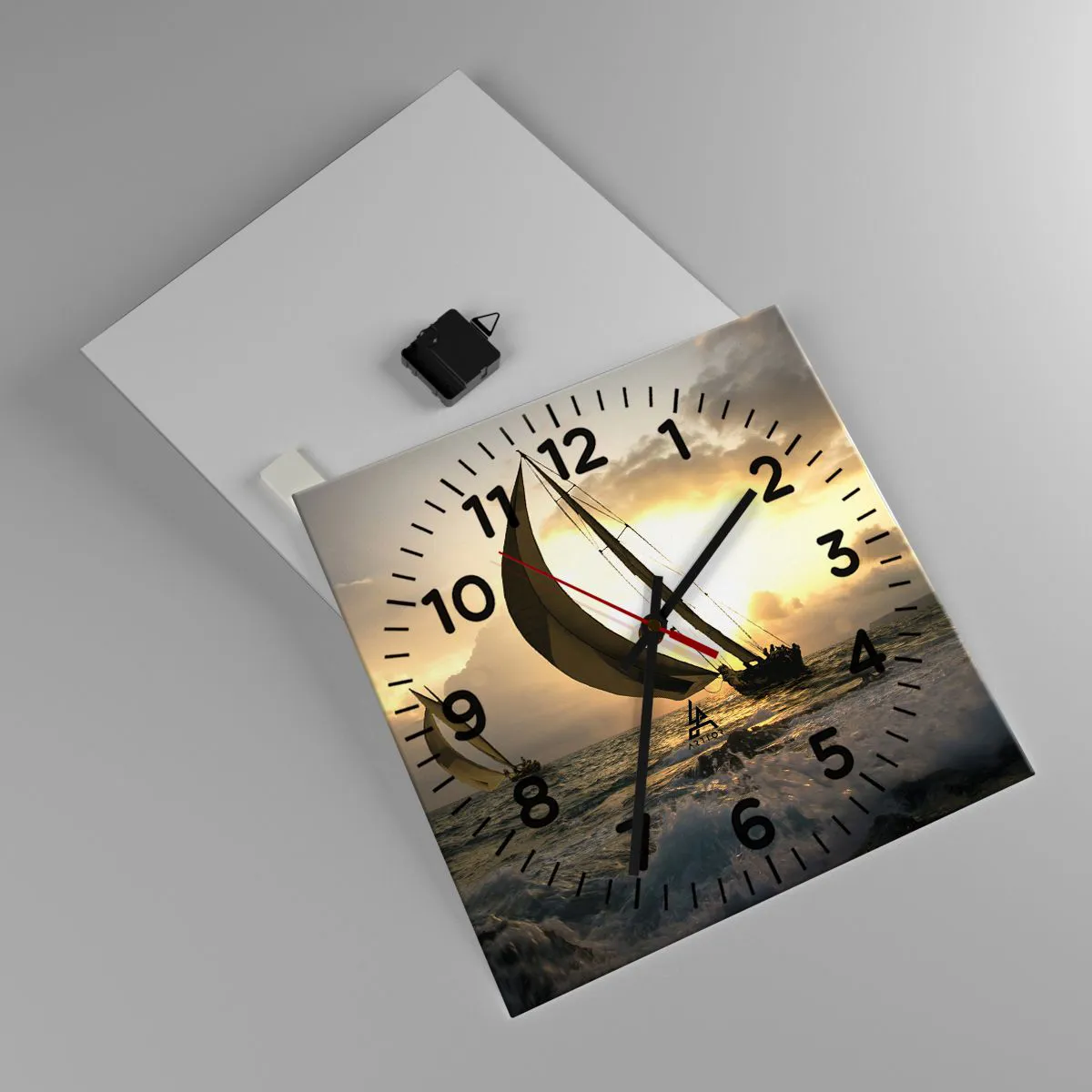 Wandklok - Klok - Met de wind en tegen de wind - 40x40 cm