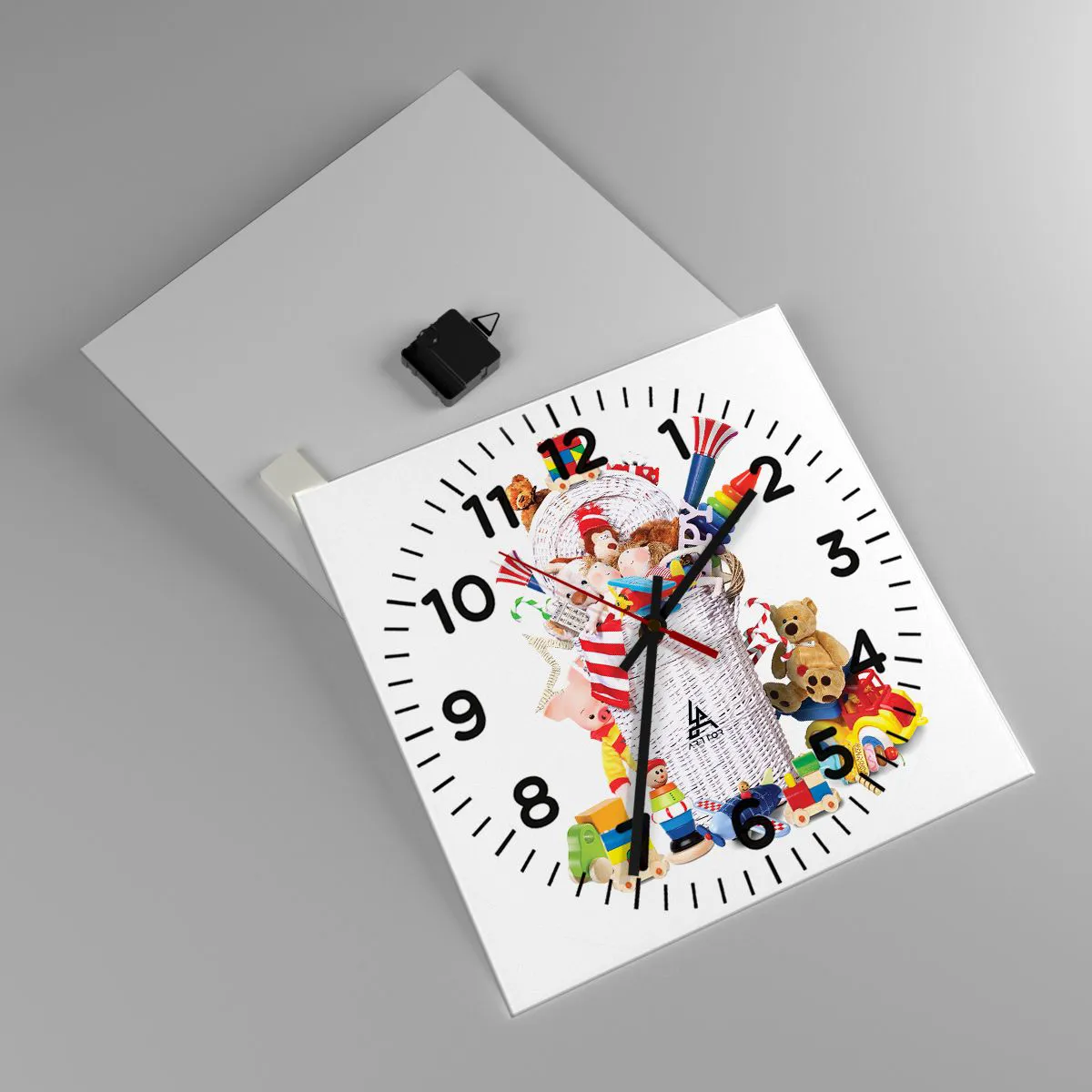 Ceas de perete - Ceas pe sticlă - Comorile micuțului - 40x40 cm