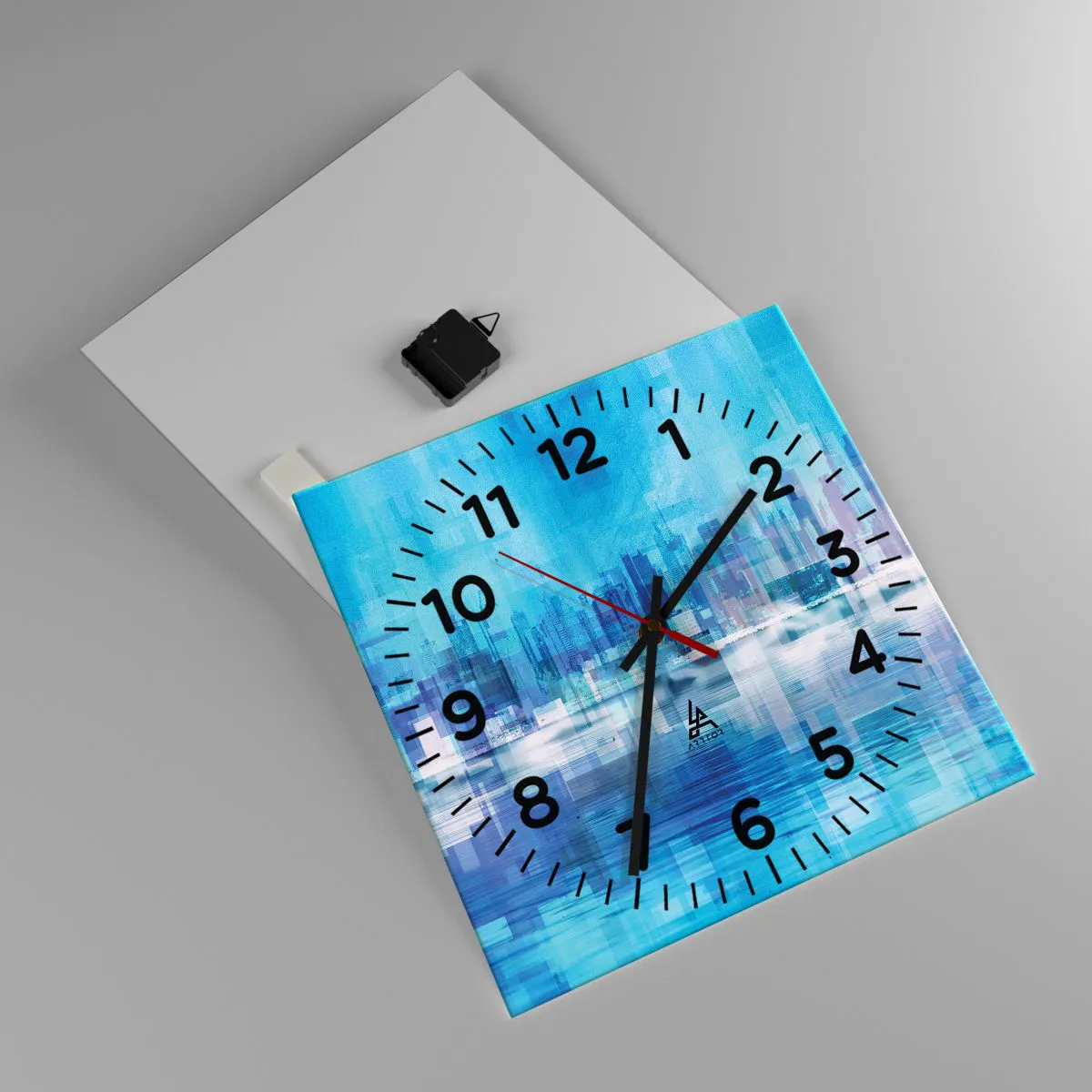 Wanduhr - Glasuhr - In Blau ertrunken - 40x40 cm