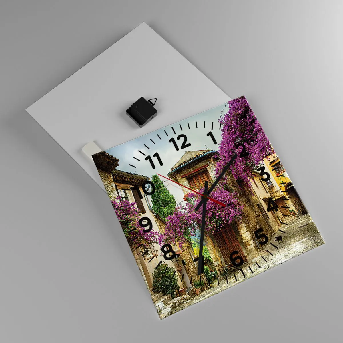 Ceas de perete - Ceas pe sticlă - Sub un baldachin floral - 40x40 cm