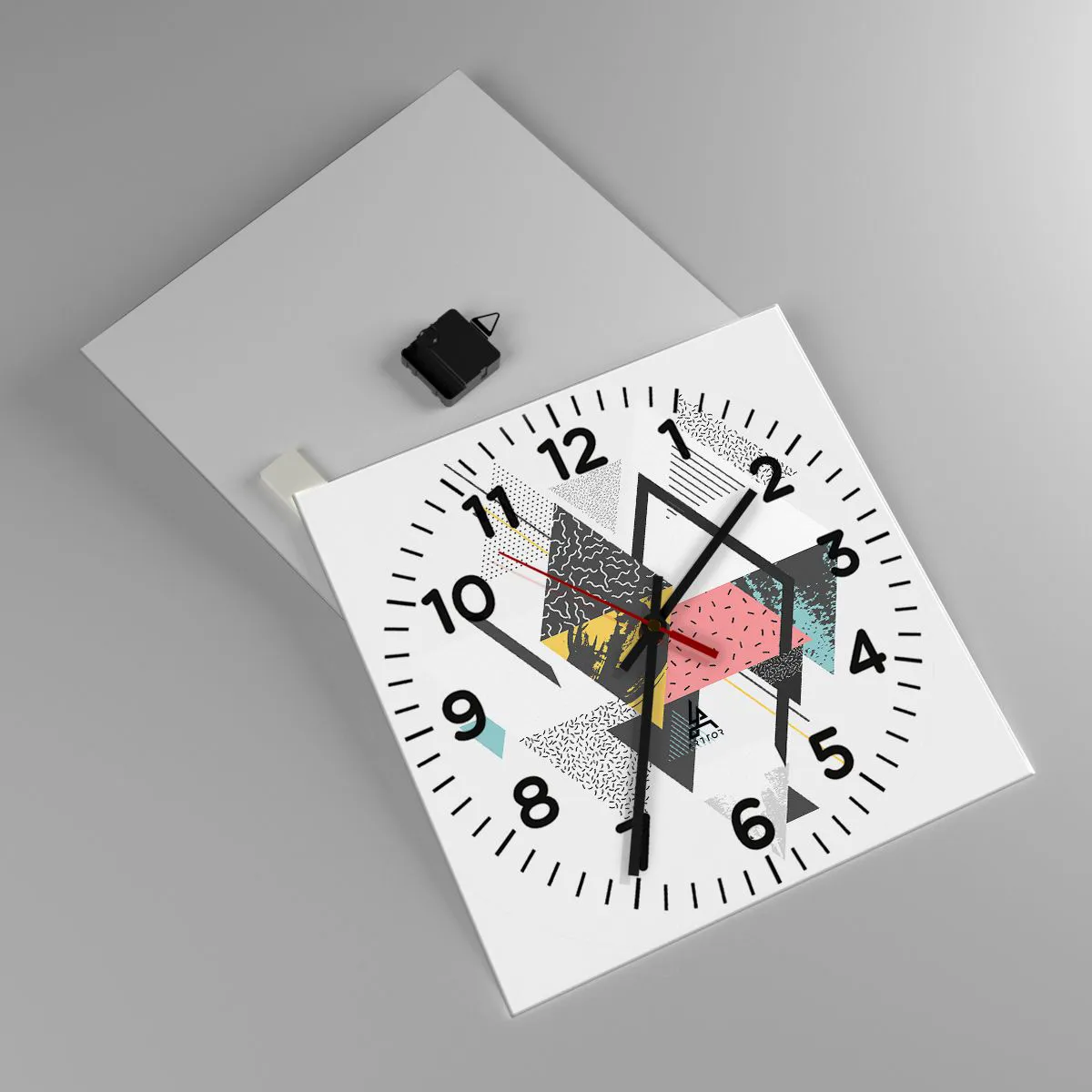 Wall clock - Clock on glass - Variation for Triangle and Rhombus - 40x40 cm