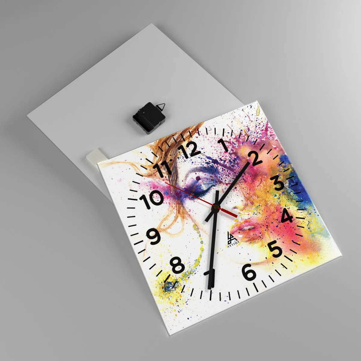 Relógio de parede - Relógio em vidro - Vertigem arco-íris - 40x40 cm