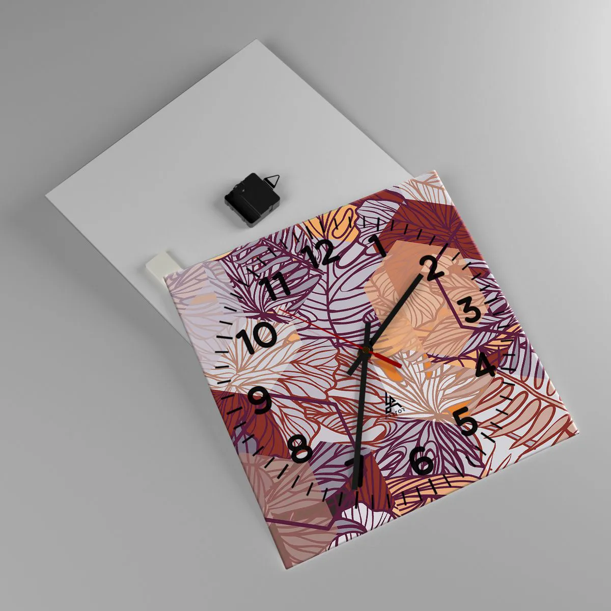 Wall clock - Clock on glass - Impossible Union of Geometry and Nature - 40x40 cm