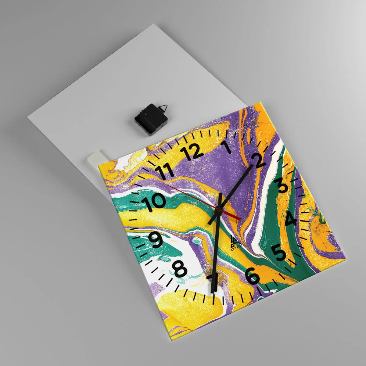 Wall clock - Clock on glass - Colour Waves - 40x40 cm